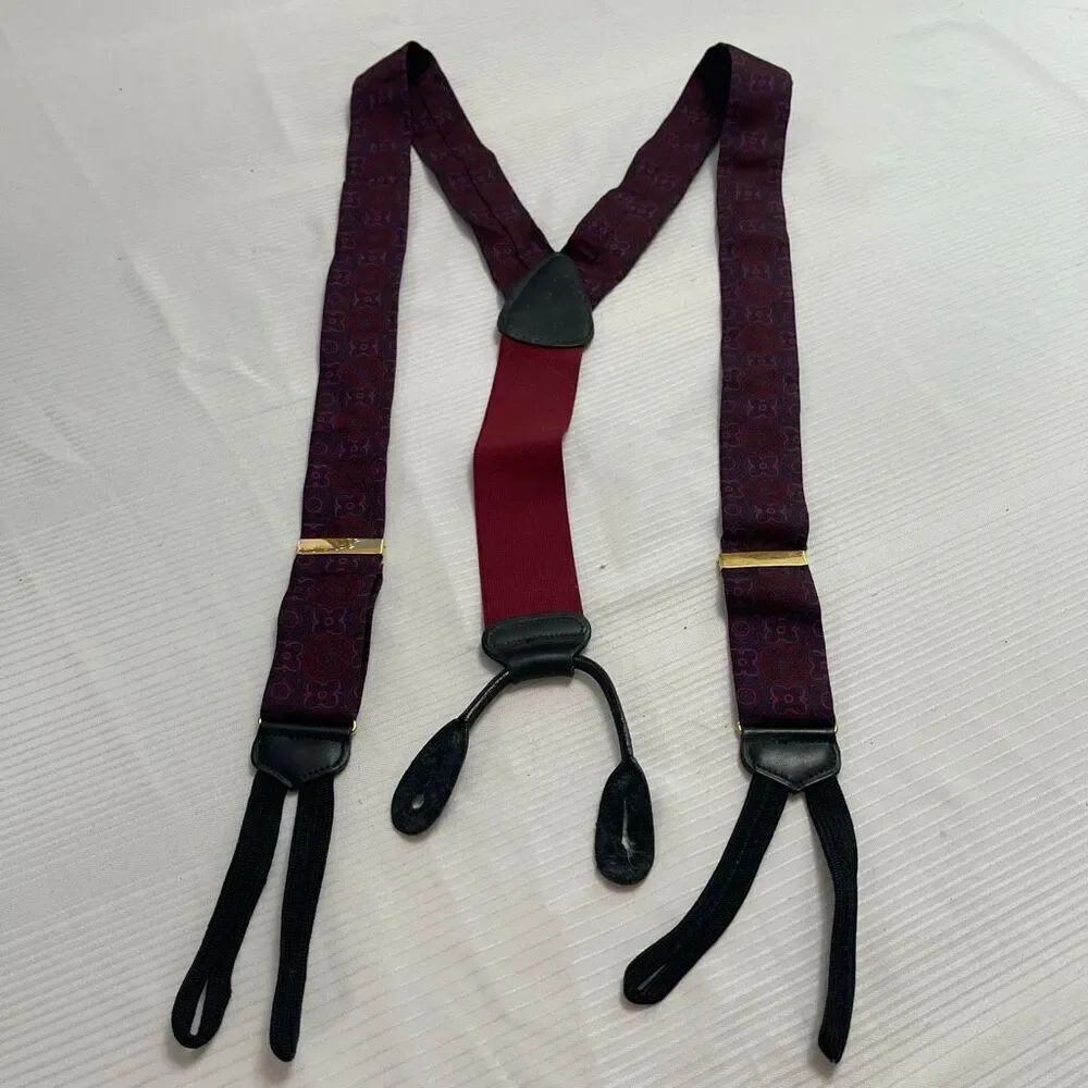 Trafalgar Vintage Paisley Purple Red Suspenders Braces